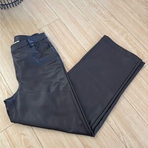 Brown Wide Leg Leather Pants